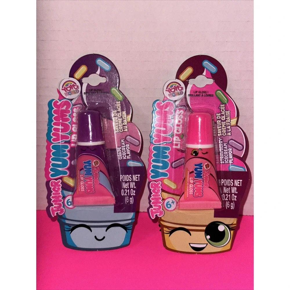Junior Yum Yums Lip Gloss Set Yoyo World Grape Strawberry Ice Cream 2 Pack NEW